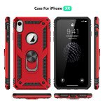 Wholesale iPhone Xr Tech Armor Ring Grip Case with Metal Plate (Red)